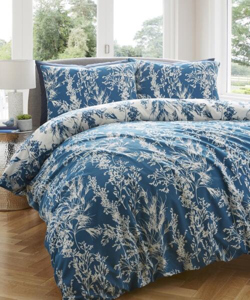 Carla Petrol Blossom Panel Duvet Set