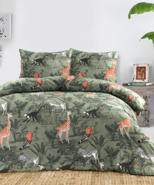 Jungle Botanical Exotic Printed Bed Set